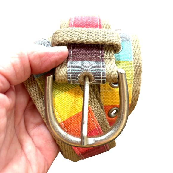 Aeropostale colorful patchwork tan woven fabric ladies belt Size M - Picture 4 of 6